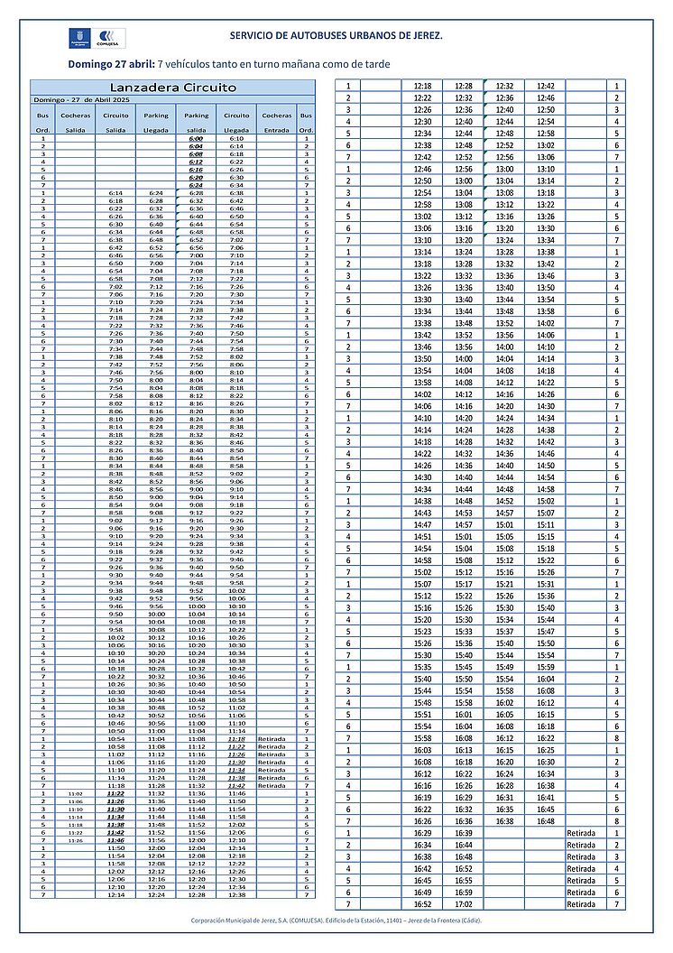 Lanzadera horario