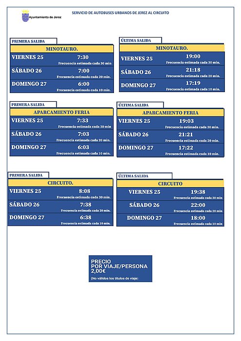 lanzadera horarios