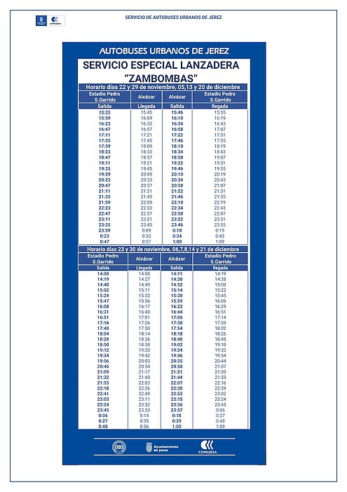 horarios lanzaderas