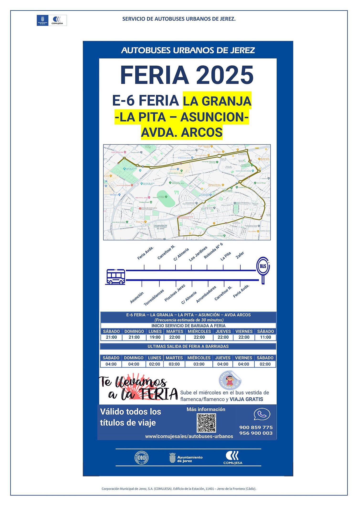 E6 Feria - La Granja - La Pita - Asunción - Avda. Arcos