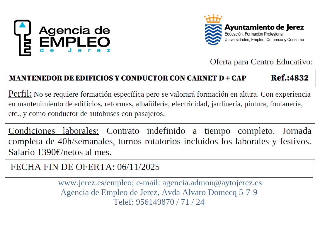 Oferta Agencia Empleo Jerez