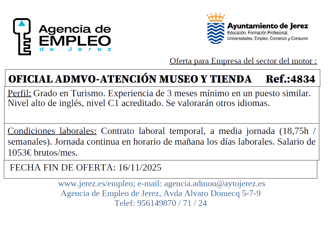 Oferta Agencia Empleo Jerez