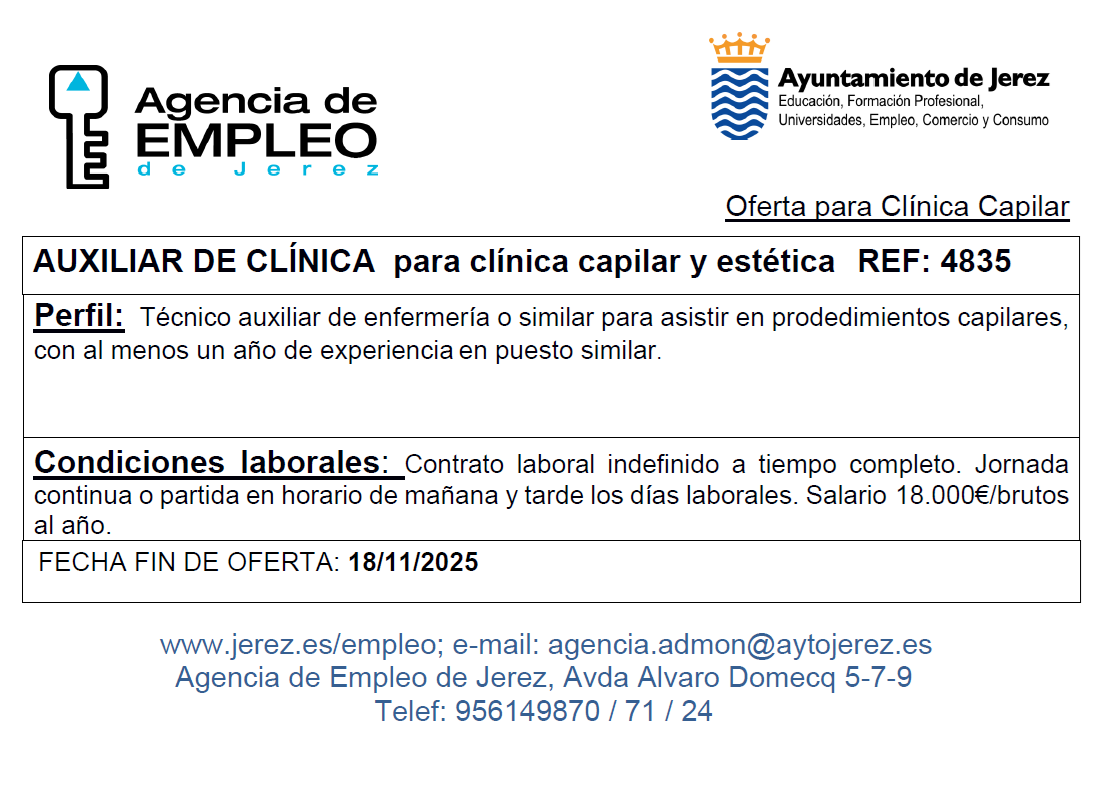 Oferta Agencia Empleo Jerez