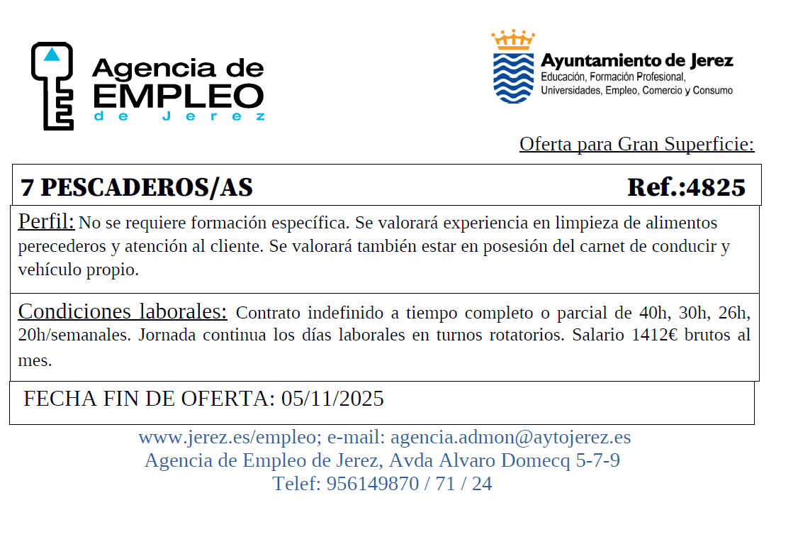 Oferta Agencia Empleo Jerez