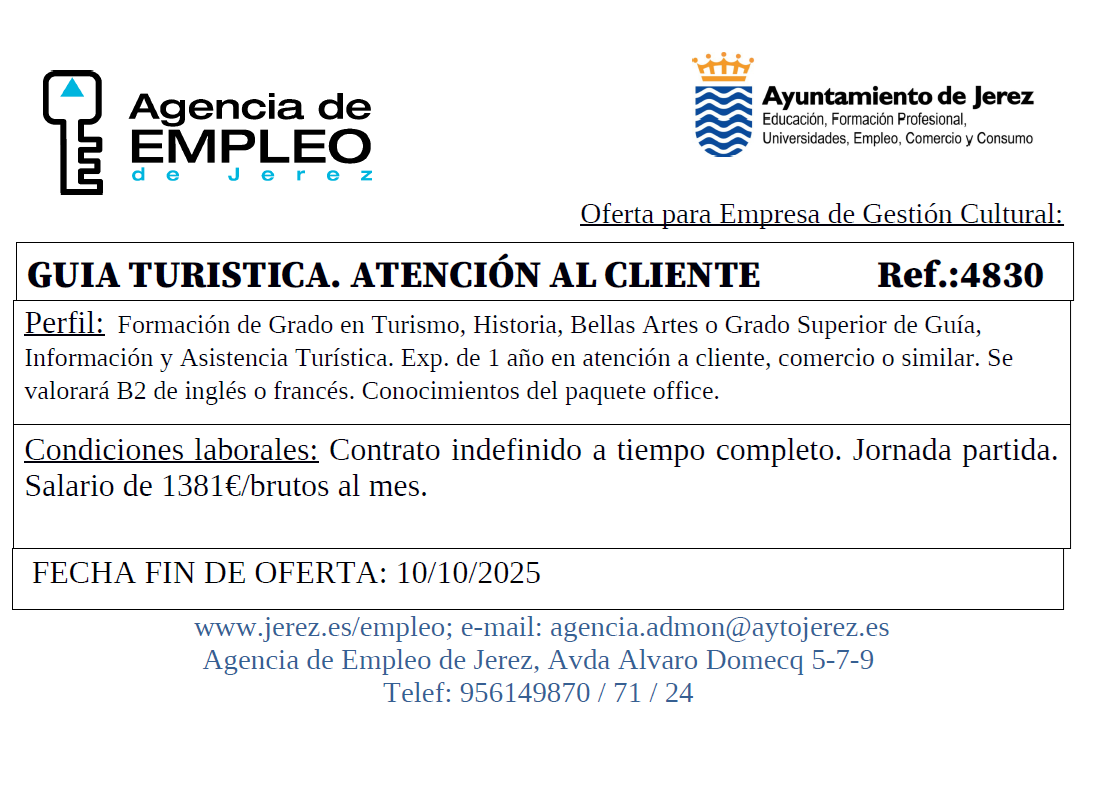 Oferta Agencia Empleo Jerez