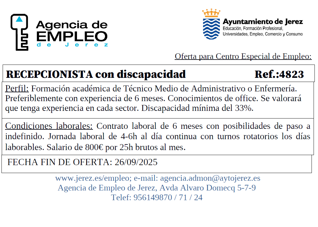 Oferta Agencia Empleo Jerez
