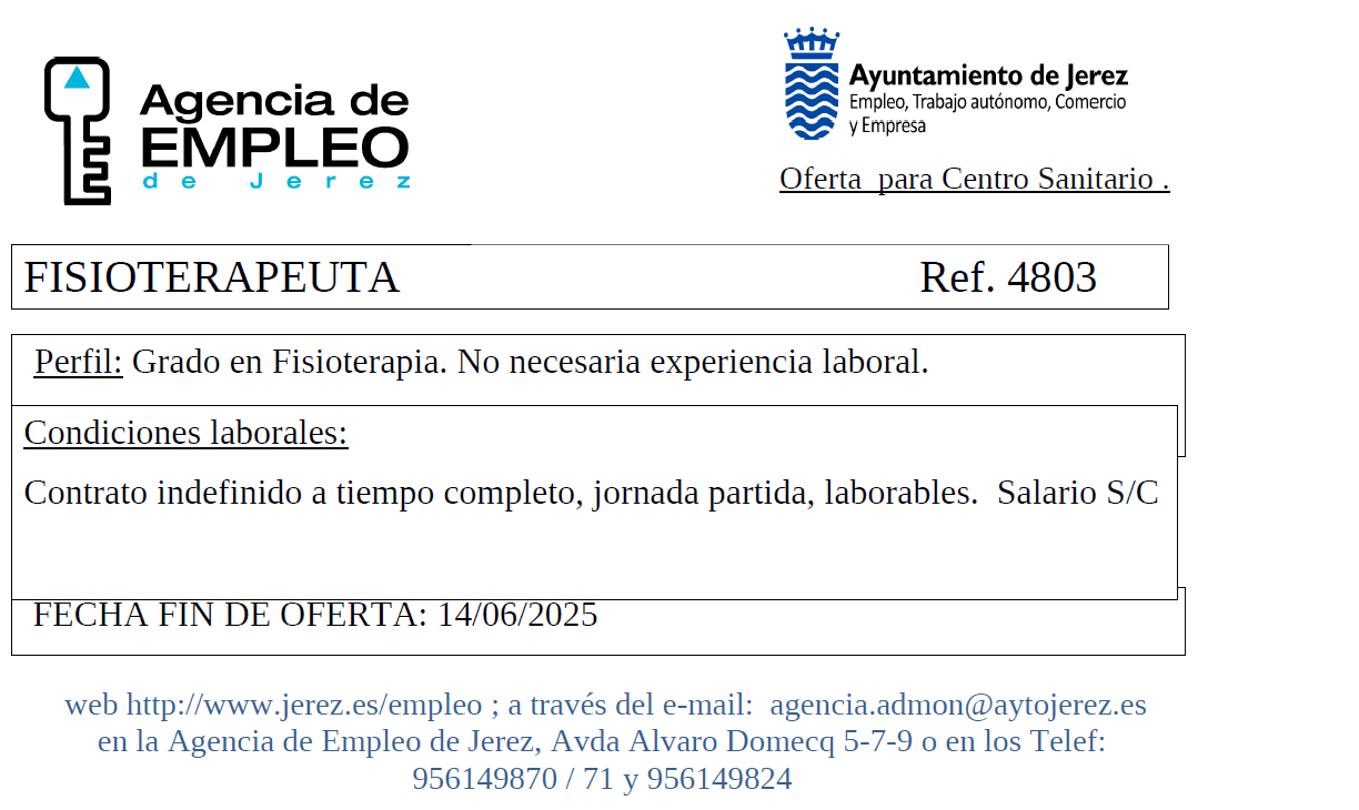 Oferta Agencia Empleo Jerez
