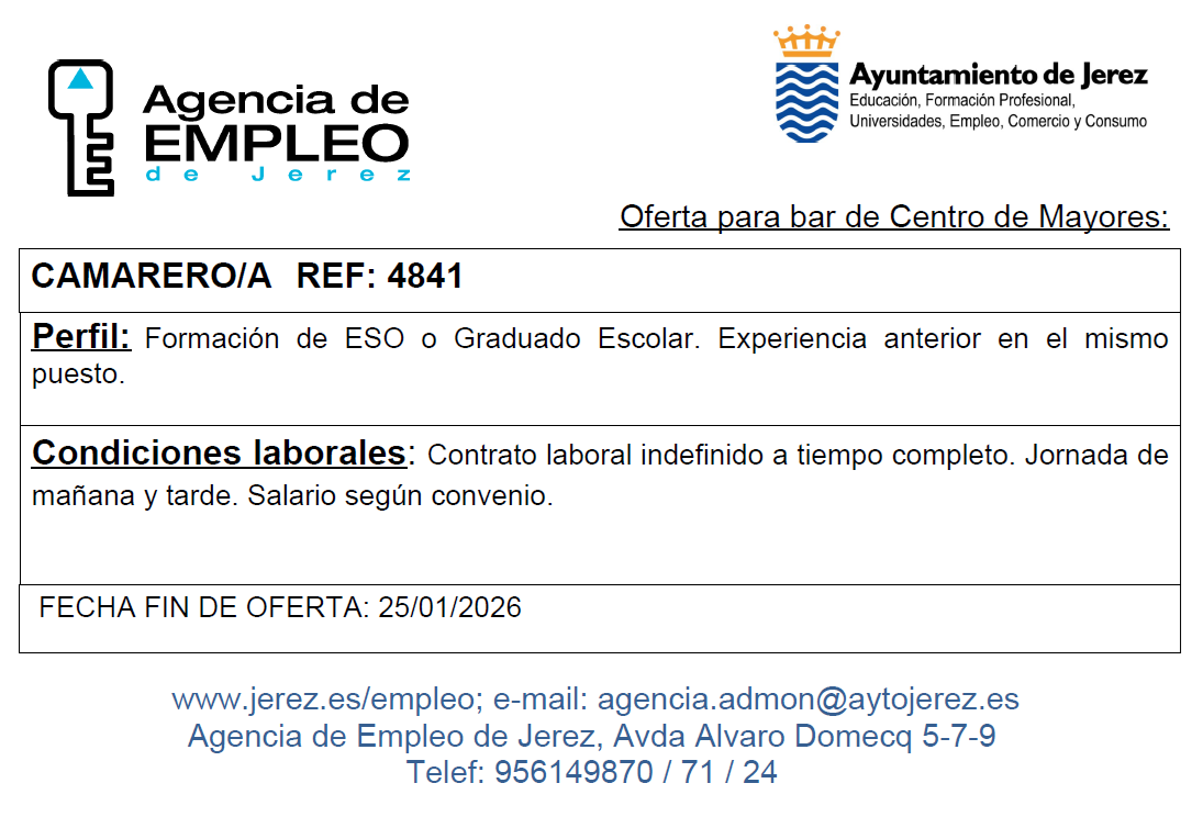 Oferta Agencia Empleo Jerez