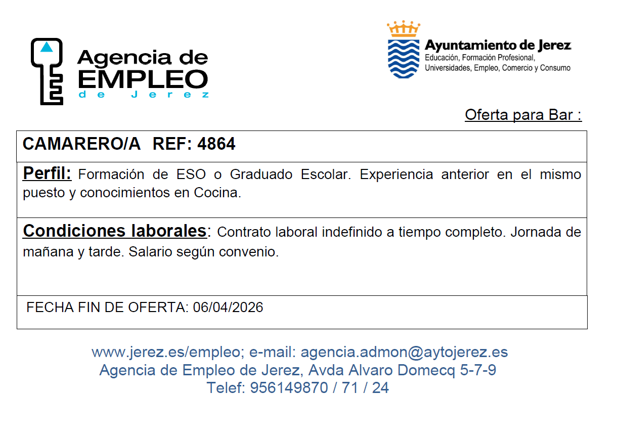 Oferta Agencia Empleo Jerez