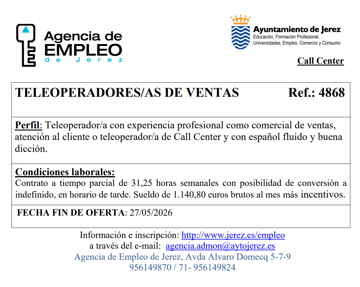 Ofertas Agencia Empleo Jerez