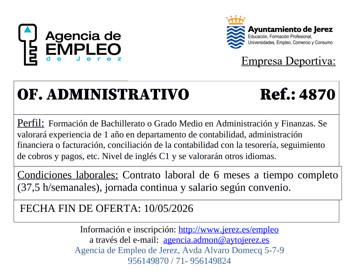 Oferta Agencia Empleo Jerez