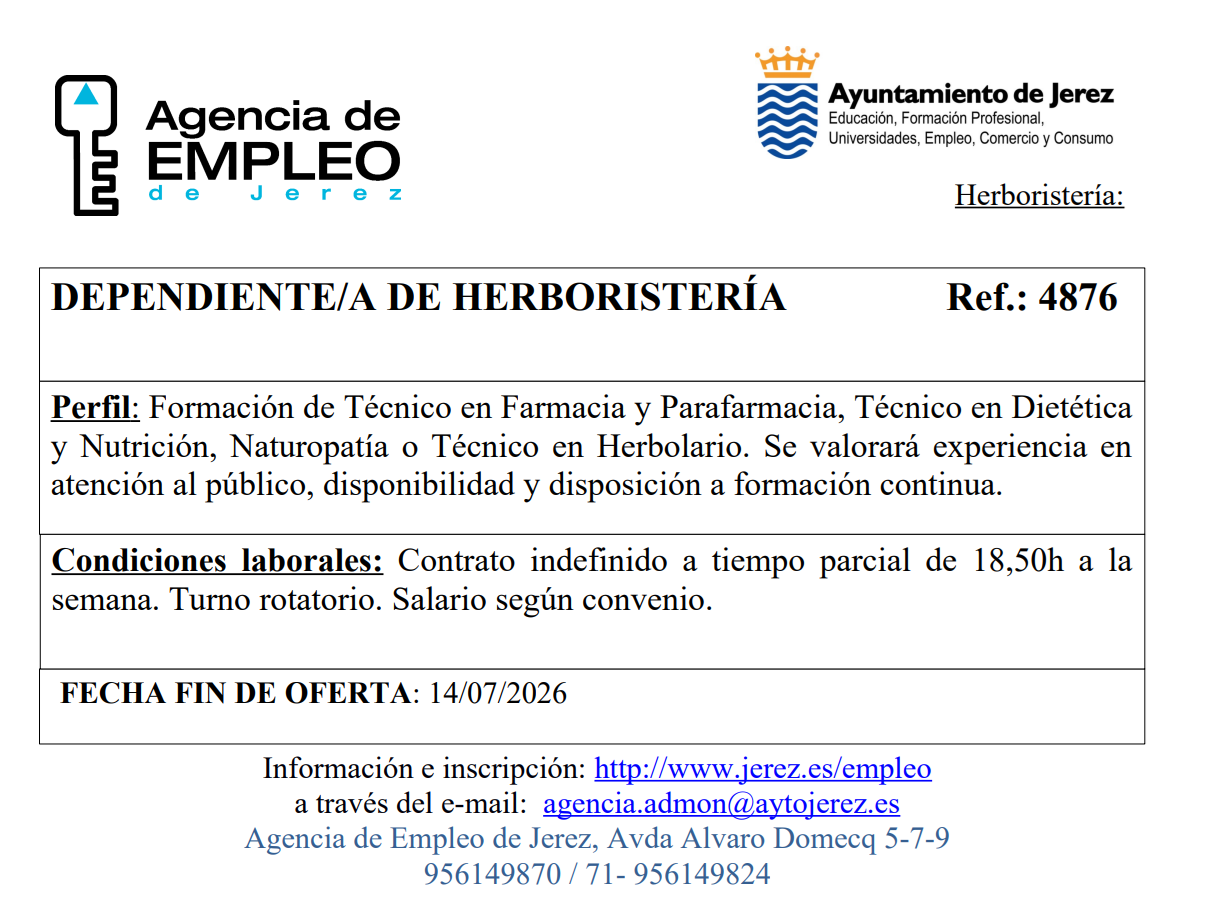 Oferta Agencia Empleo Jerez