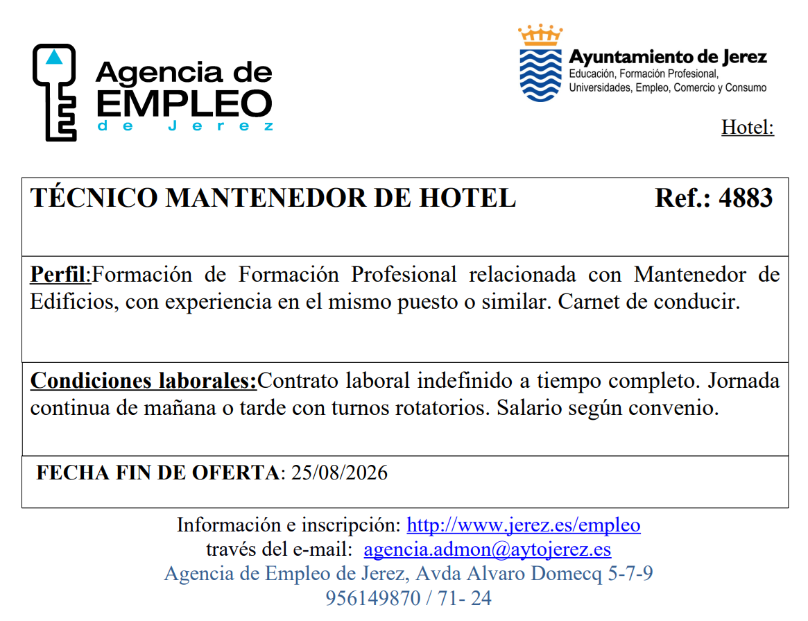 Oferta Agencia Empleo Jerez