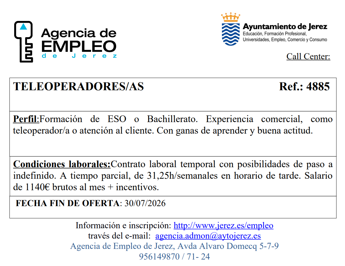 Oferta Agencia Empleo Jerez