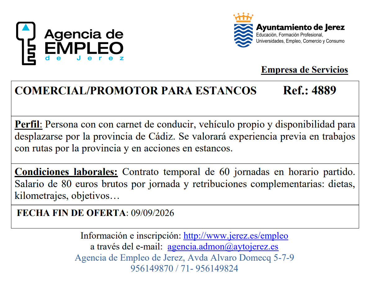 Oferta Agencia Empleo Jerez