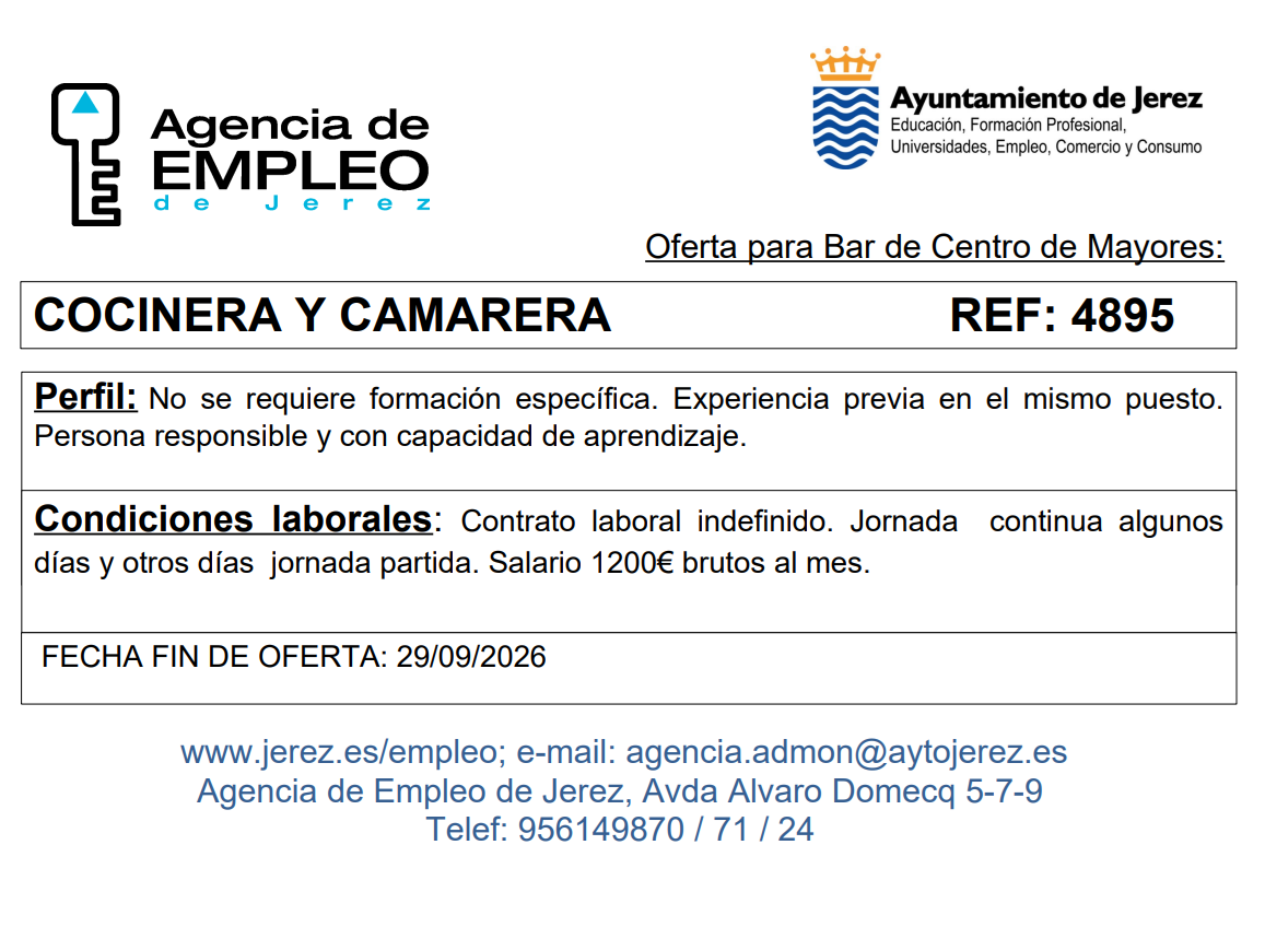 oferta Agencia Empleo Jerez