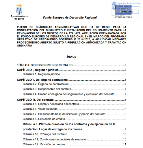 PLIEGO  CLAUSULAS ADMINISTRATIVAS STRO MUSEO ATALAYA