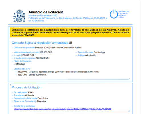 ANUNCIO LICITACIÓN STRO MUSEO ATALAYA