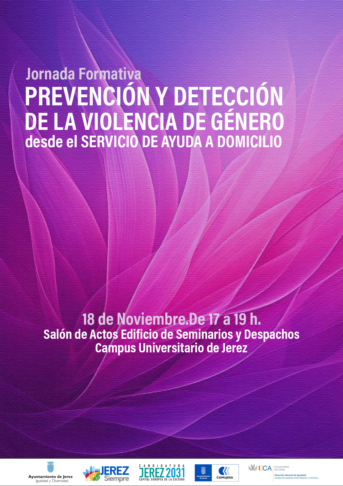 Cartel Jornada Formativa Prevención y detección de violencia de género desde el Servicio de Ayuda a domicilio
