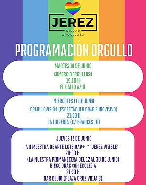 PROGRAMACION ORGULLO LGTBIQAP+ DIAS 10, 11 Y 12 DE JUNIO
