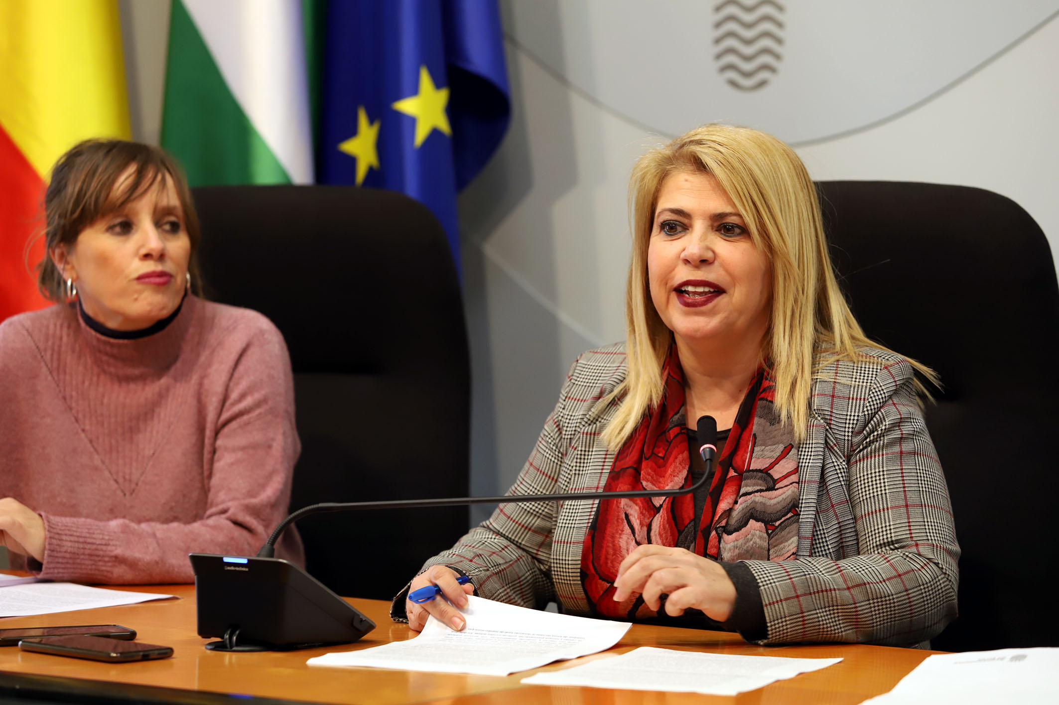 La alcaldesa en la rueda de prensa