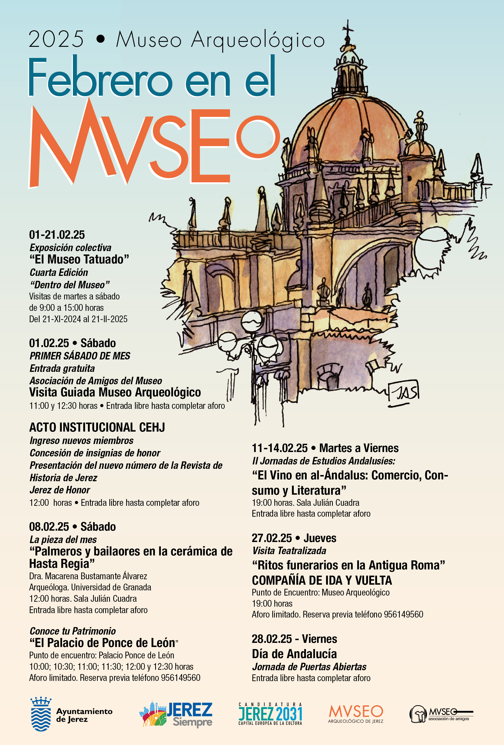 Cartel de las actividades del museo durante el mes de febrero