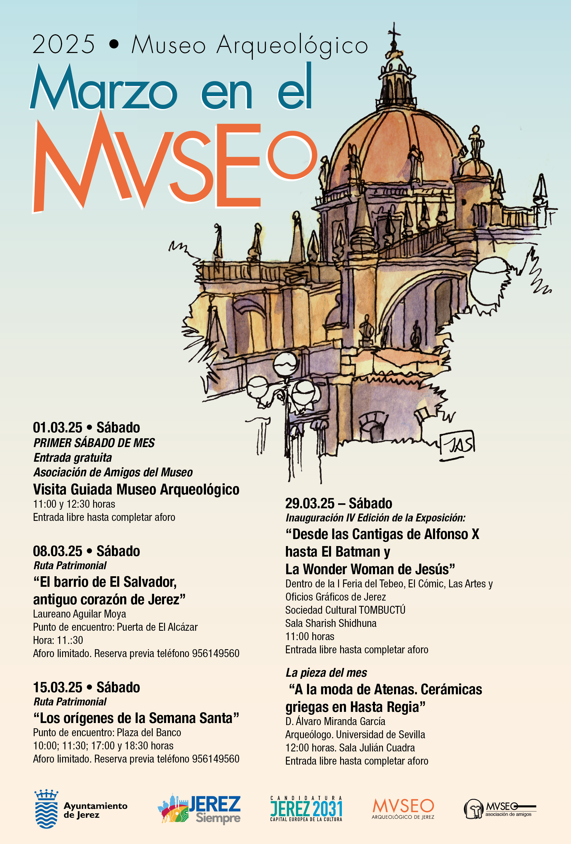 Cartel con las actividades del museo durante el mes de marzo