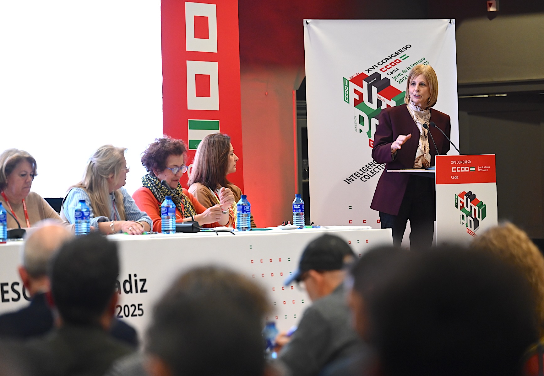 La alcaldesa durante su participación en el congreso de CCOO