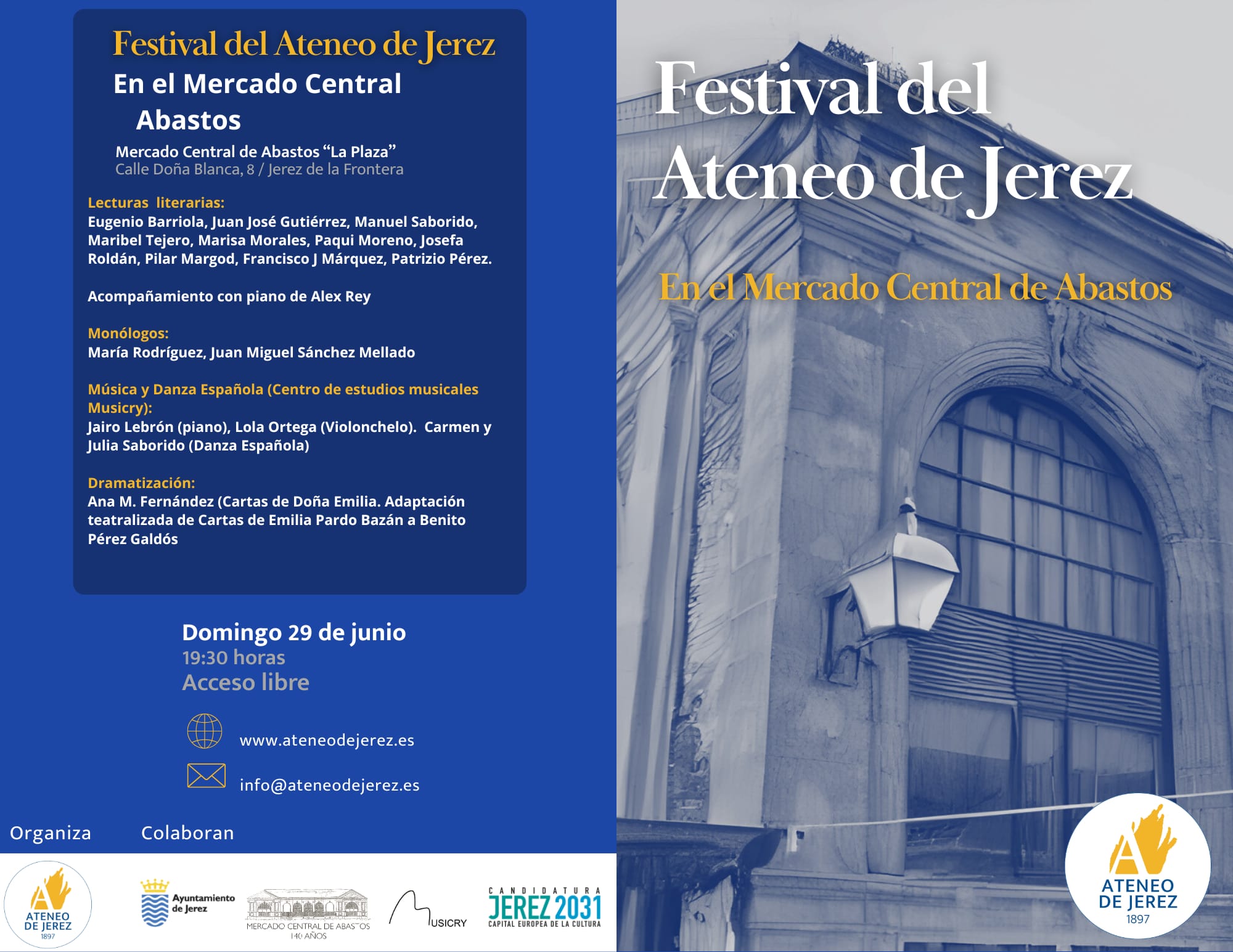 Cartel Festival cultural aniversario Mercado Central de Abastos