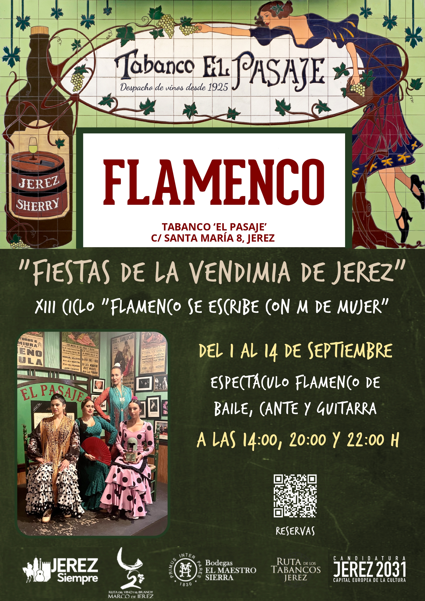 Cartel ciclo flamenco se escribe con M de mujer