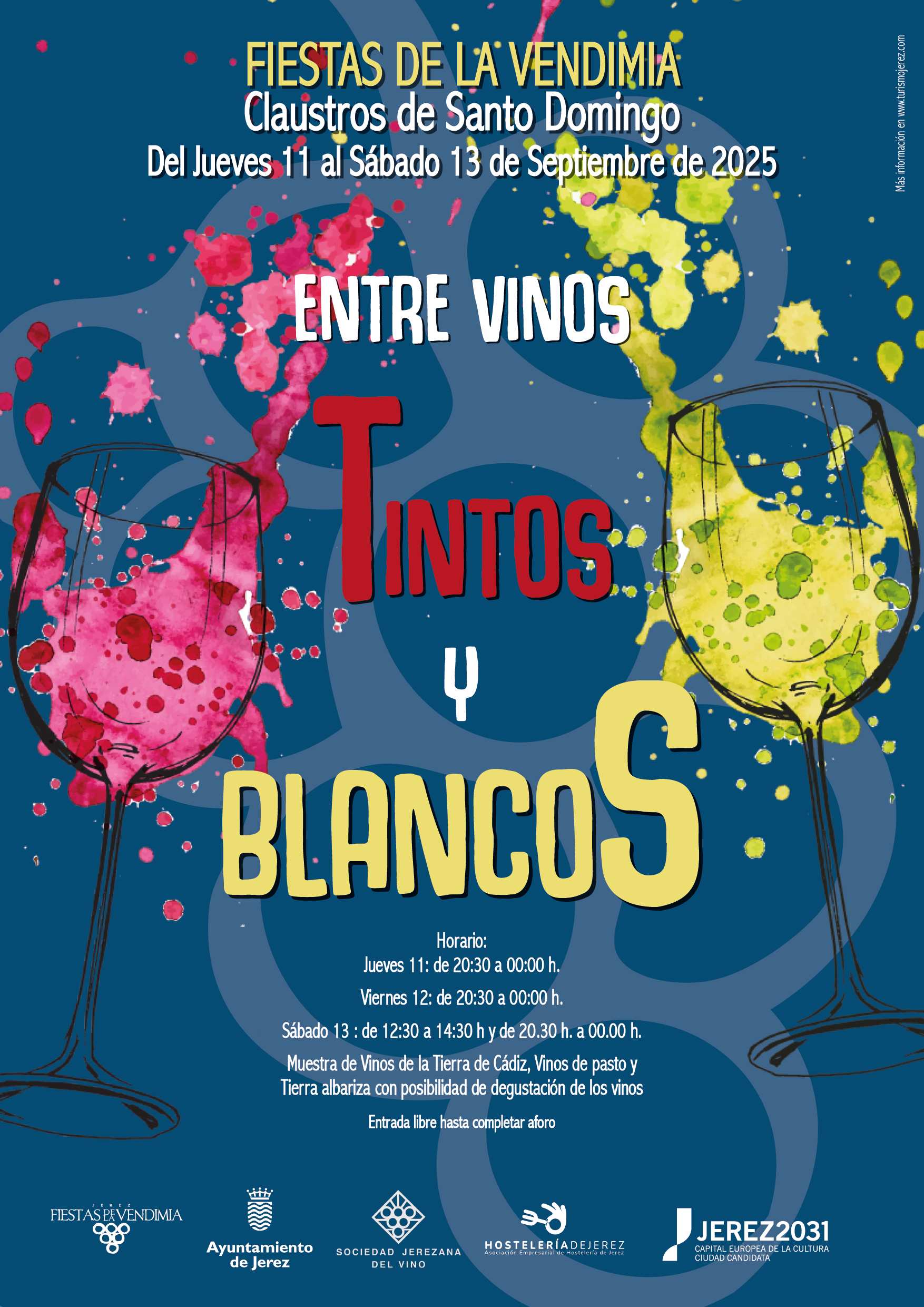 Cartel Entre vinos, tintos y blancos