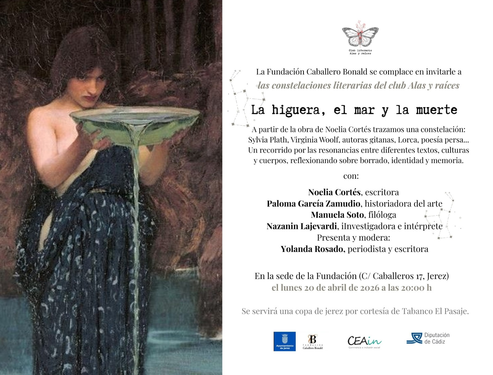 Invitación al Club de Lectura que se celebrará el próximo lunes en la Fundación Caballero Bonald