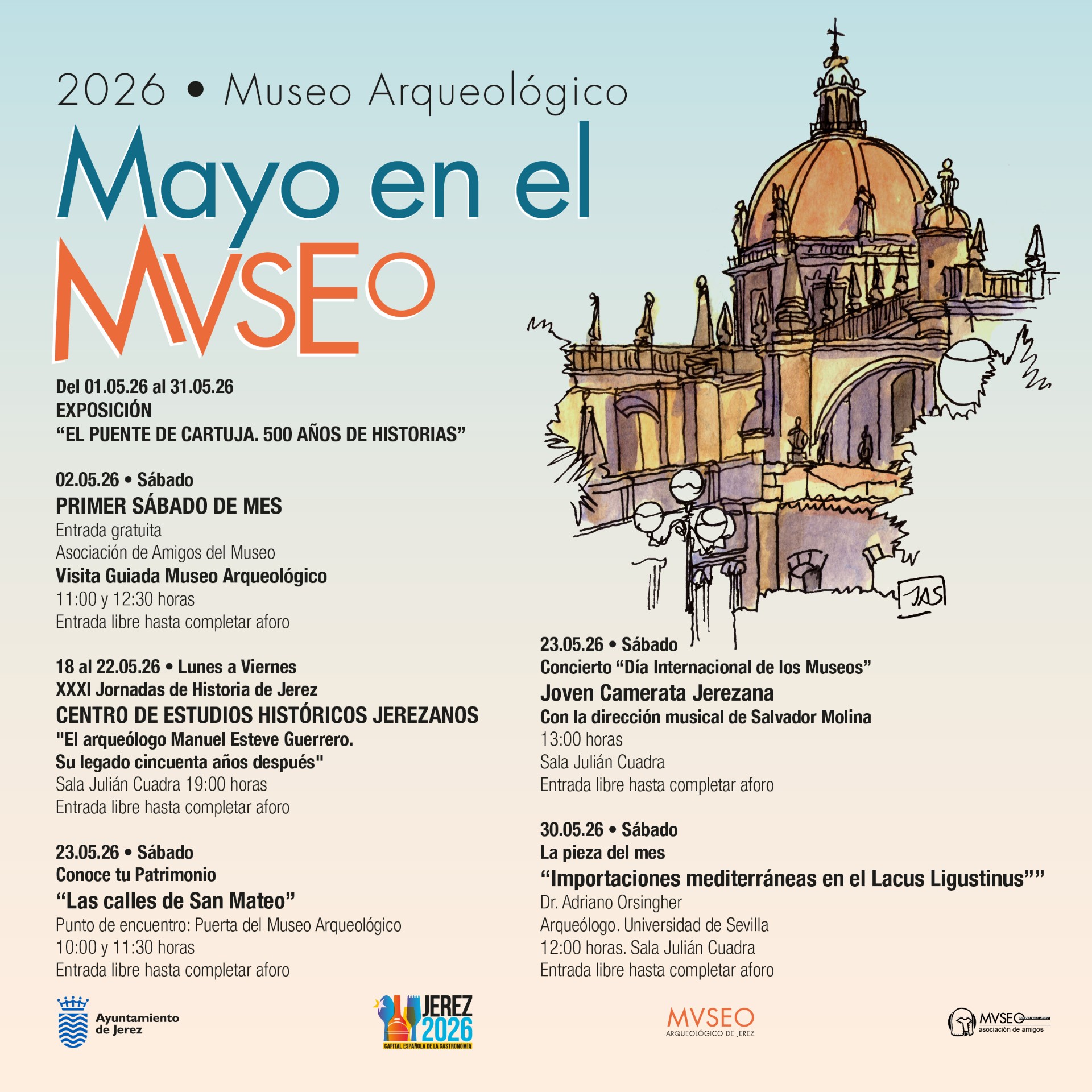 Cartel con la programación del Museo Arqueológico para el mes de mayo