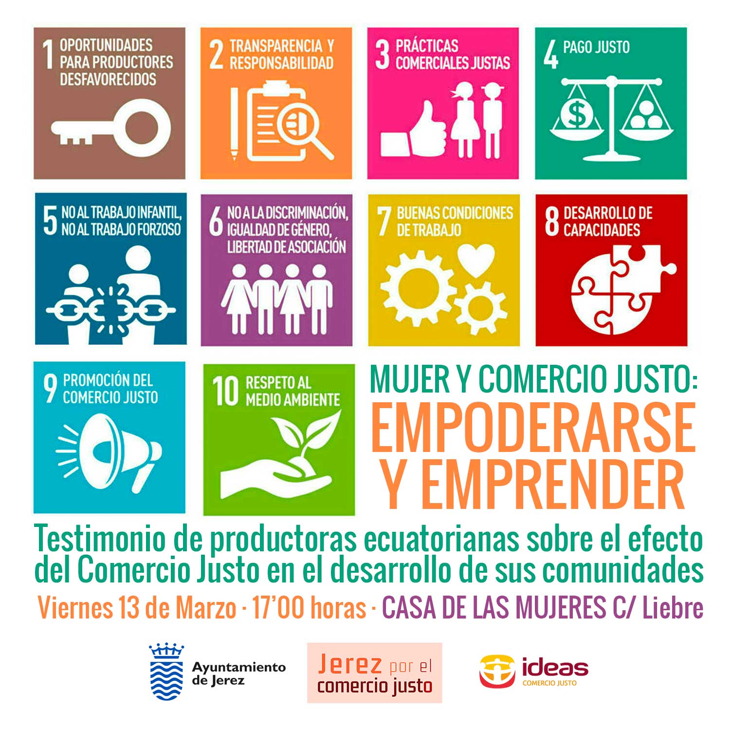 Cartel actividad Mujer y Comercio Justo