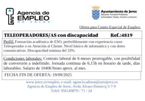 Oferta Agencia Empleo Jerez