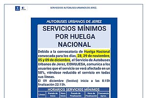 Cartel de los horarios de los autobuses