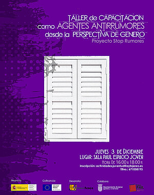 Cartel Taller de capacitación en agentes antirrumores con perspectiva de género