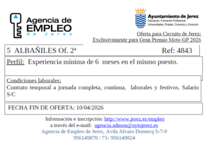 Oferta Agencia Empleo Jerez