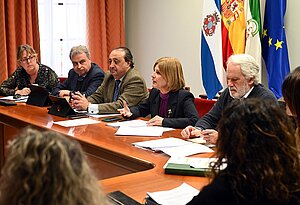 La alcaldesa durante la reunión