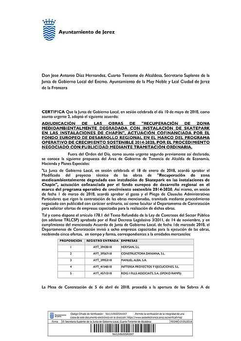 CERTIFICADO DE ADJUDICACION SKATE PARK