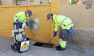 Trabajadores realizando las labores del control de plagas