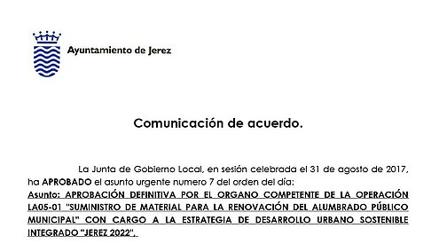 COMUNICACIÓN ACUERDO ALUMBRADO