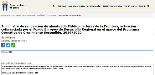 Anuncio de Licitación Suministro de Alumbrado
