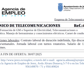 Oferta Agencia Empleo Jerez