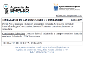 Oferta Agencia Empleo Jerez