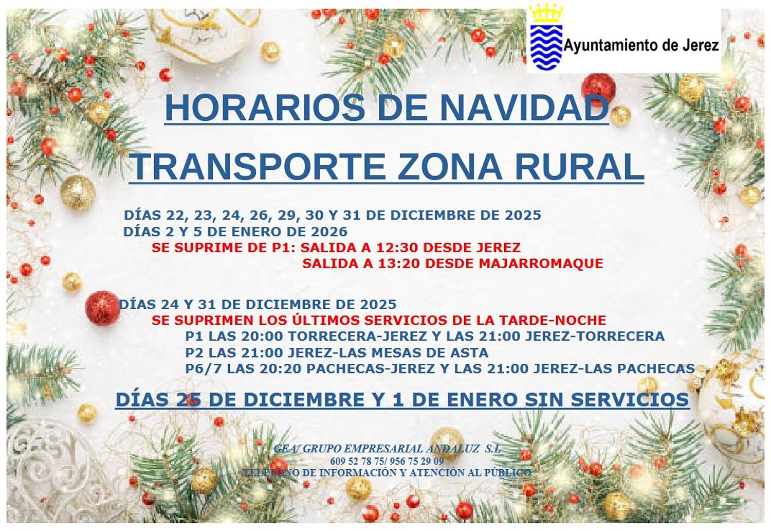 Líneas Pedanías Navidad 2025