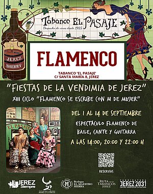 Cartel ciclo flamenco se escribe con M de mujer