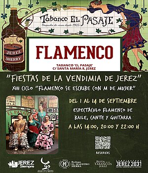 Cartel ciclo flamenco se escribe con M de mujer