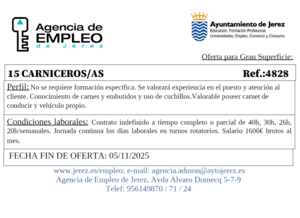 Oferta Agencia Empleo Jerez