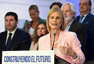 La alcaldesa durante la rueda de prensa